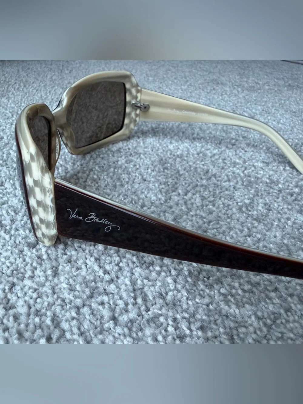 Title: Vera Bradley Oversized Square Sunglasses Brown & Ivory Tortoise, Case